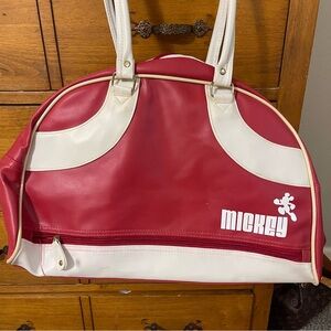 Vintage Disney Mickey Mouse red and white vinyl bowler duffle tote bag